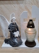 Anioł na pomnik 36x38cm Anioł na cmentarz z sercem  święto zmarłych 