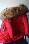 Płaszcz zimowy kurtka naturalny jenot czerwony M S