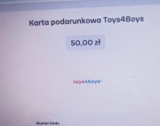 KARTA PODARUNKOWA Toys4Boys tanio WARTA 50ZL za tylko 39zl;-)ZAPRASZAM;--))