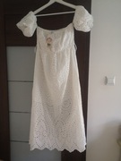 Biała ażurowa letnia sukienka rozmiar L 