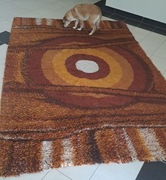 Dywan wełniany włochacz prl Kietrz lata 70 brązowy 3x2 vintage