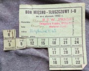 Bon Mięsno -Tłuszczowy I-U 1952 styczeń, kartki, bony, PRL Kraków