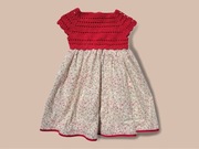 Ręcznie robiona sukienka na szydełku 9-12 miesięcy