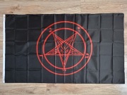 Flaga, sztandar z odwróconym pentagramem - czerwony 
