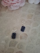 Kolczyki handmade ze stali nierdzewnej z naturalnych kamieni lapis lazuli 