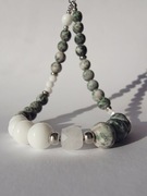 Biżuteryjna smycz do telefonu z Rodonitu i Jedeitu, breloczek gsm XS