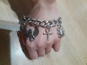 Gruba bransoletka Egipt zawieszki stara vintage 