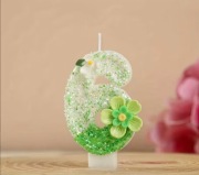 Dekoracyjna świeczka urodzinowa cyfra 6 na tort brokat