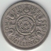 Wielka Brytania 2 szylingi two shillings (floren) 1953 28,4 mm - nr 1
