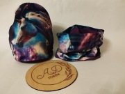 Komplet czapka komin Welur drukowany Jednorożec unicorn 