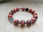 Różaniec bransoletka dziesiątka marmurkowy róż szary hematyt