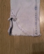 Jasno niebieskie jeansy rurki Zara Basic M bawełna skinny jeans frędzle