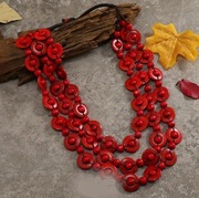 Czerwone trzyrzędowe korale - naszyjnik