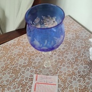 STARY KRYSZTAŁOWY KIELISZEK- REMER NA WINO- 21,4 cm