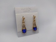 Kolczyki butelki złote cyrkonia niebieskie serce