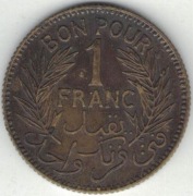 Tunezja Bon Pour 1 frank 1941 - 23 mm