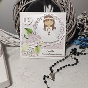 PAMIĄTKA KOMUNIJNA DZIEWCZYNKA + KARTONIK kartka okolicznościowa