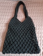 PRIMARK torebka damska czarna ze sznurka - makrama 
