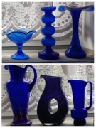 Wazony szkło kobaltowe dzban, świecznik, flakon