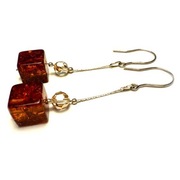 Fiolekart - Kolczyki, biżuteria artystyczna - bursztyn / Swarovski 