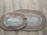 Dywan dywany komplet łazienkowy szydełkowe rękodzieło beż Hand Made 2szt