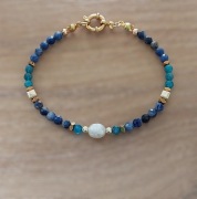 Bransoletka kamienie naturalne sodalit apatyt perła hematyt stal