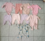 Ubranka dla dziewczynki body spodneki pajacyk 9 szt. roz. 56 JAK NOWE 