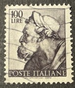Włochy, znaczek o nominale 100 lirów przedstawia profil proroka Ezechiela