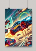 Plakat a3 hot wheels personalizowany z imieniem Twojego dziecka