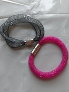 W3-  2  BRANSOLETKI z KRYSZTAŁKAMI - RÓŻOWA i CZARNA