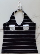 Furmann super bluzka czarna w szare paski L w b. db. - stanie