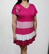 Piękna różowa sukienka paski groszki lekka wygodna oversize rozmiar XXL 44