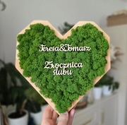 Dekoracja ścienna Serce z chrobotkiem Prezent na święta rocznicę 