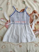 Biała elegancka haftowana wiązana letnia sukienka ok. 104 - 110 jak nowa