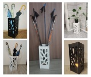 Stojak na parasole, biały /czarny MDF