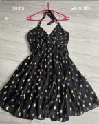 Sukienka czarna w złote grochy