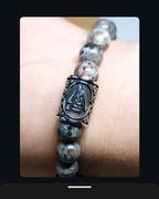 BRANSOLETKA RUNA STAL 316L VALKNUT KAMIEŃ YOOPERLIT WYMIAR SZE.17 WIKINGÓW 