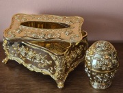 Serwetnik Szkatułka włoska pięknie złocona w stylu Faberge + jajo Carskie. 
