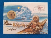 Koperta numizmatyczna Gronland 25 ore 1987 r