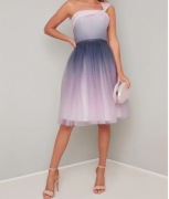 Sukienka Chi Chi London, fioletowa ombre, rozm UK14 Nowa