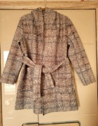 płaszcz damski w kratę wiązany z kapturem belove d m