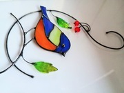 Witrażyk zawieszka rękodzieło prezent hadmade Sikorka 