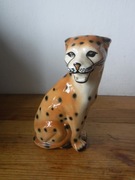 Bardzo duża stara figurka porcelanowa geparda ZOBACZ 