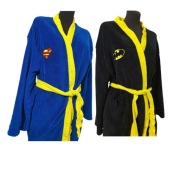 SZLAFROK PODWÓJNY SUPERMAN-BATMAN GEORGE ROZMIAR M  GRUBY CIEPŁY