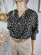 Czarna bluzka złota panterka 100% wiskoza b.young 40 L pachy