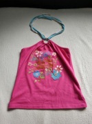 Koszulka wiązana na szyi różowa top z nadrukiem kwiatów bez rękawów