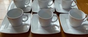 6 szt. FILIŻANKA DO KAWY biała kwadratowa porcelana Victoria Lubiana