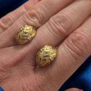 Złote kolczyki z diamentami, złoto, diamenty