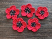 Maki kwiaty na szydełku kordonek zestaw 