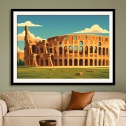 Włochy - Rzym - Koloseum - ilustracja w stylu art deco - plakat 60x40cm